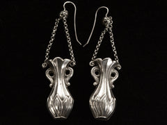 thumbnail of c1890 Silver Vase Earrings (on black blackground)