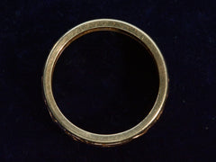 thumbnail of Side profile view of c1890 Two-Toned Rose and Green Gold Band (on dark blue background)