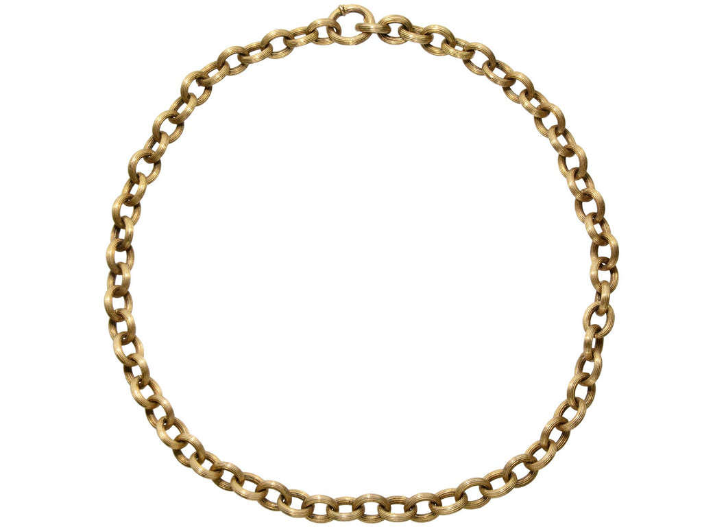 c1880 Victorian Yellow Gold Chain Necklace (on white background)