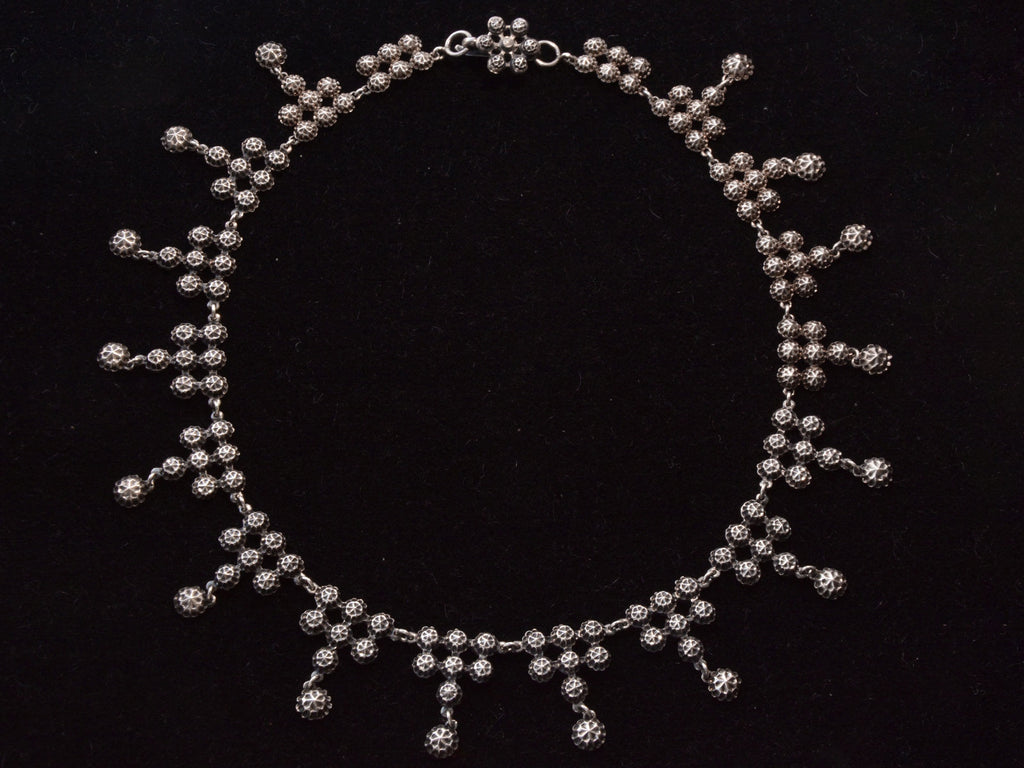 c1880 Victorian Silver Necklace (on black background)