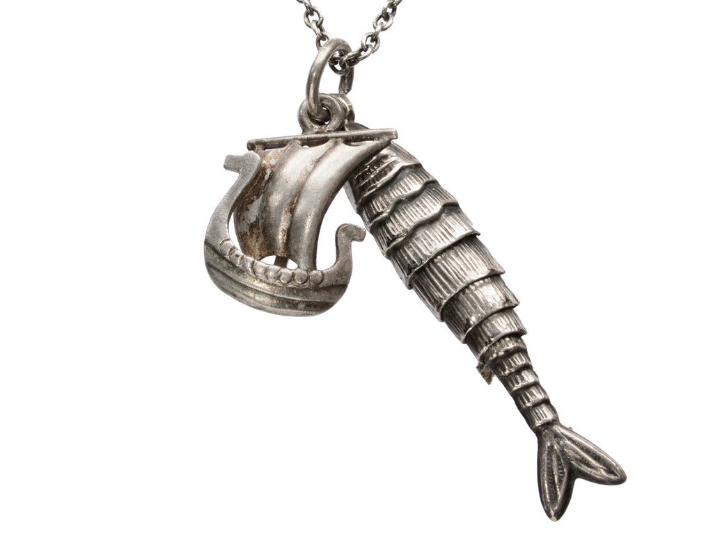 c1960 Viking Fish Necklace (on white background)