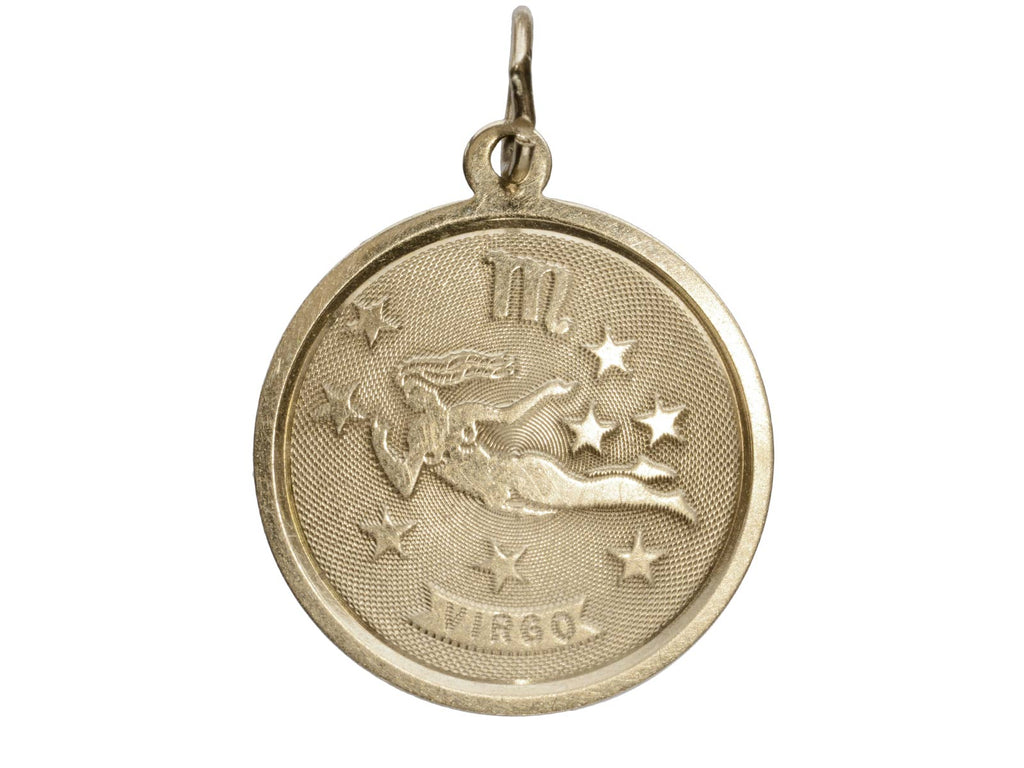 c1970 Gold Virgo Charm (on white background)