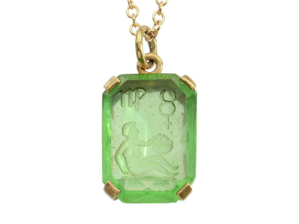 c1890 Virgo Green Intaglio Pendant (on white background)