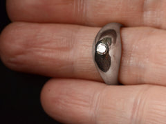 thumbnail of c1950 Diamond Stirrup Ring (on finger for scale)