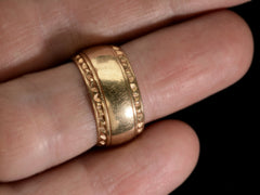 thumbnail of c1940 Wide Decorated Band (on finger for scale)