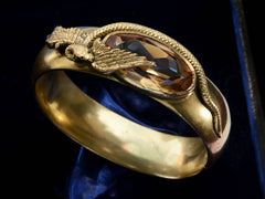 thumbnail of Left angle view of c1910 Winged Serpent Bracelet (on black background)