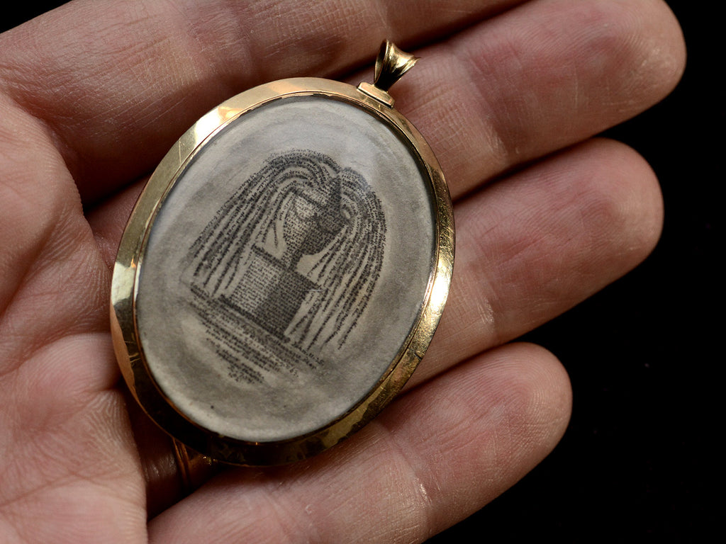 c1820 Mourning Pendant (on hand for scale)