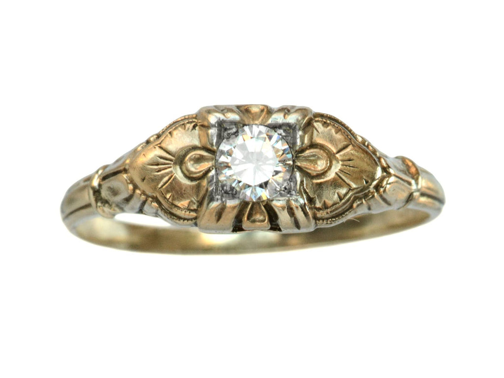 1930s Art Deco 0.16ct Diamond Ring (on white background)