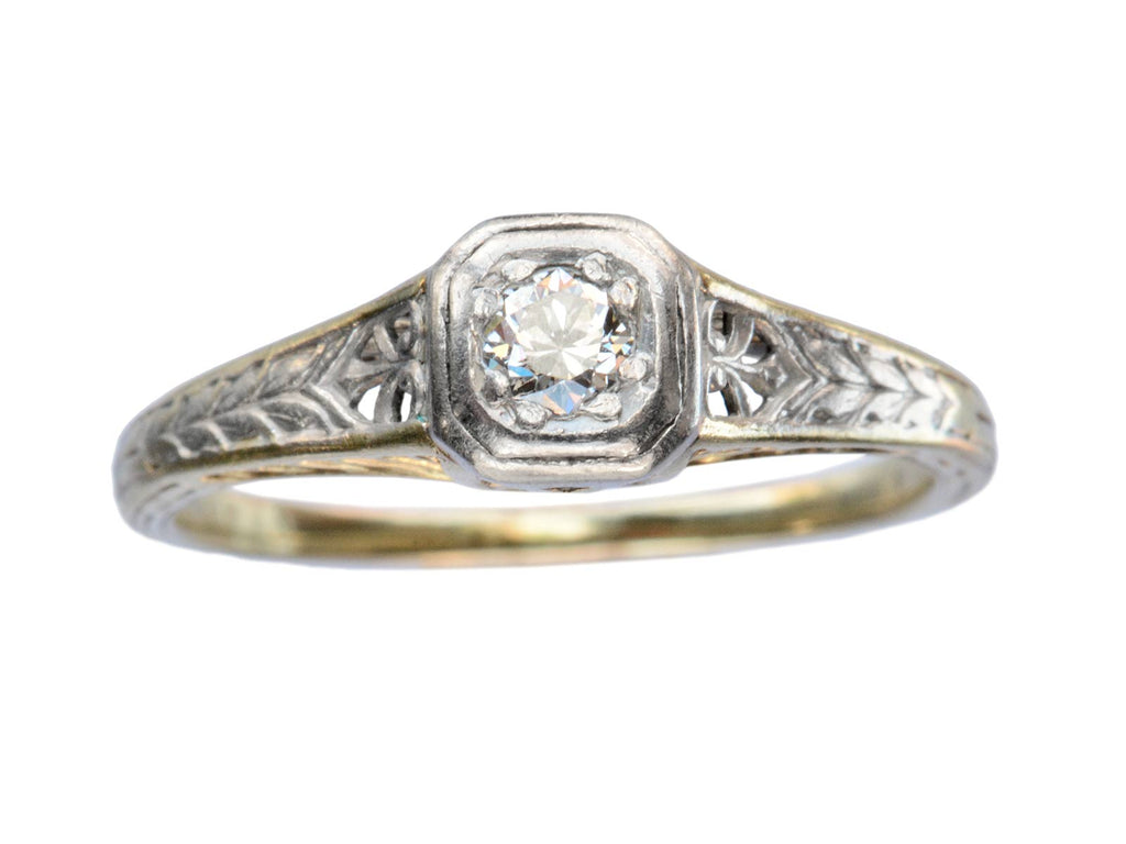 c1920 0.20ct Filigree Ring (on white background)