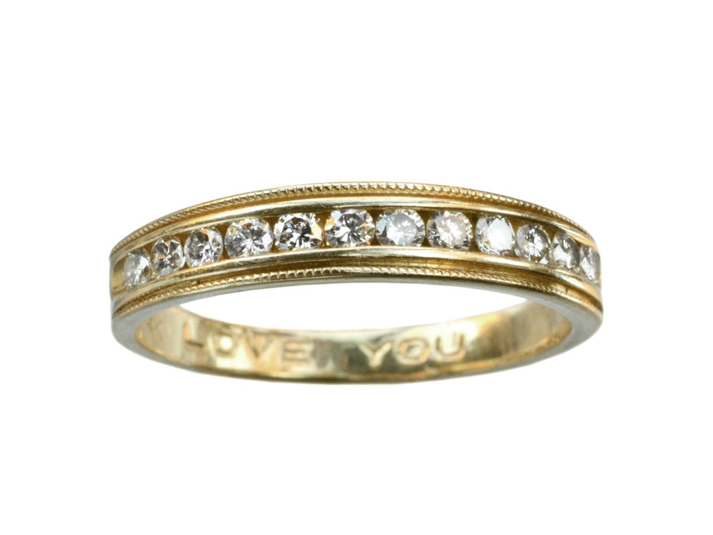 1980s Yellow Gold Diamond Band (on white background)