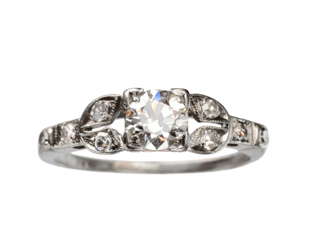 1930s Art Deco 0.42ct Old European Cut Diamond Engagement Ring
