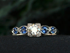 1940s 0.44ct Diamond and Sapphire Engagement Ring