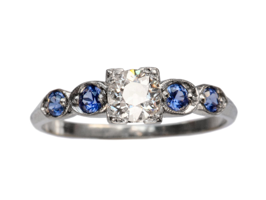 1940s 0.44ct Diamond and Sapphire Engagement Ring