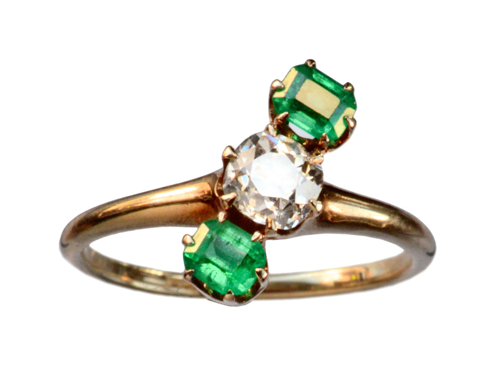 1900s Diamond and Emerald Ring (on white background)