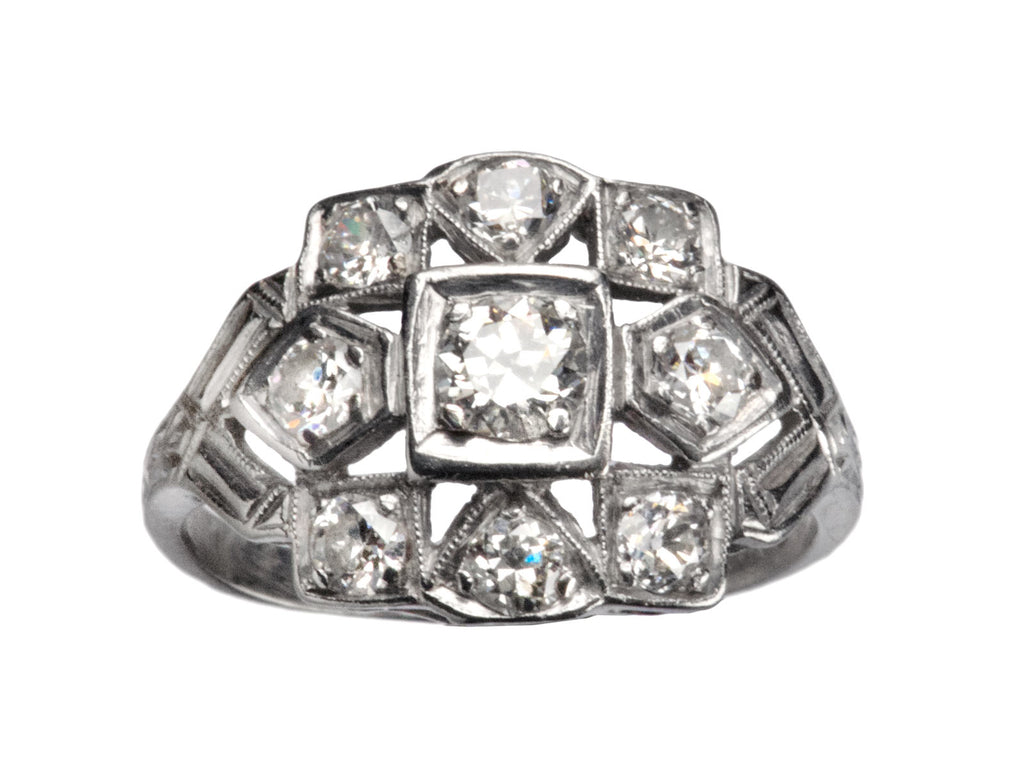 1930s Diamond Cocktail Ring (on white background)