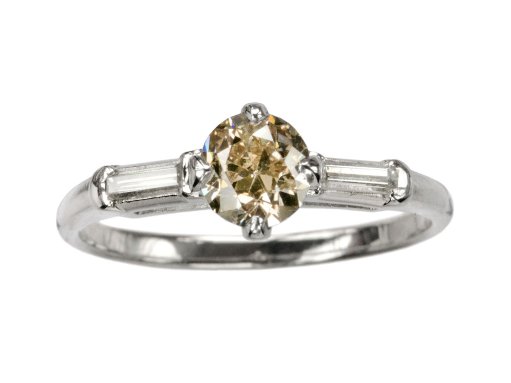 1940s 0.74ct Brown Diamond Ring (on white background)