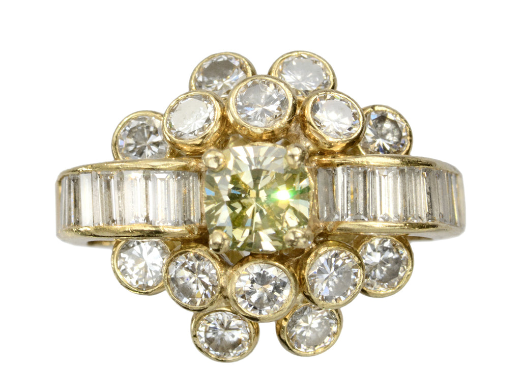 c1980 Greenish Diamond Ring (on white background)