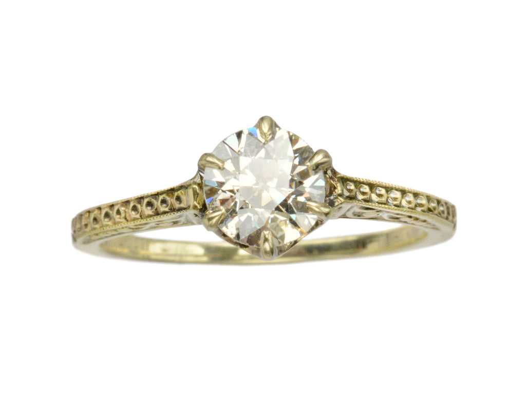 1920s Art Deco 0.79ct Diamond Ring (on white background)