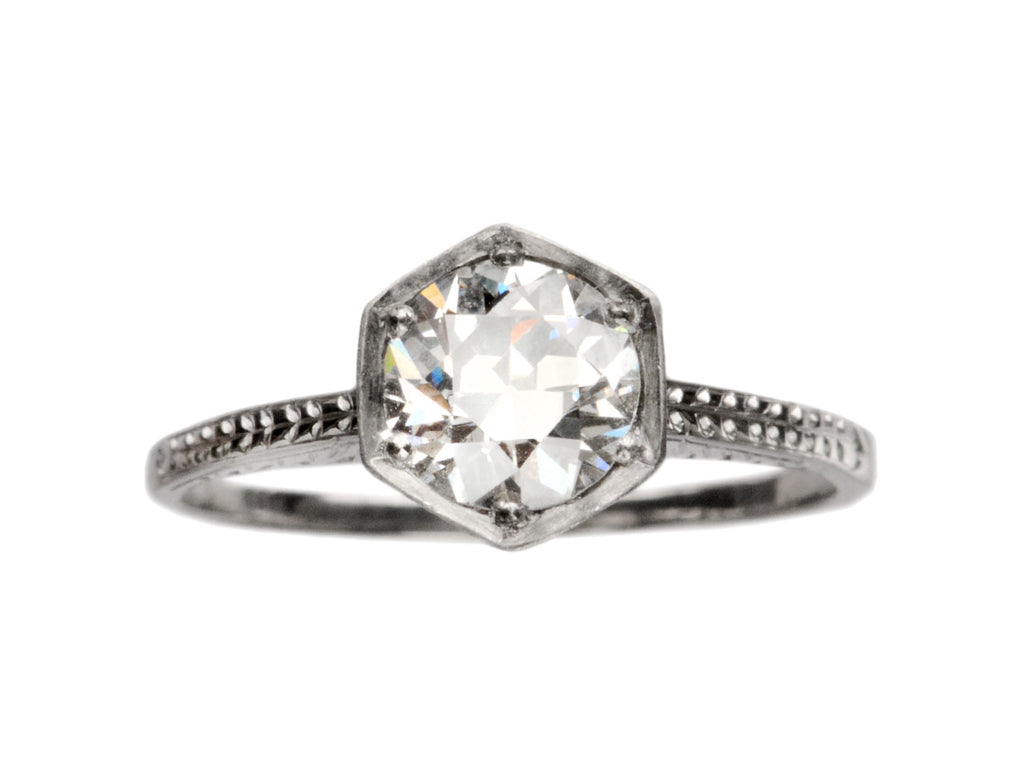 1920s 0.83ct Hexagonal Ring (on white background)