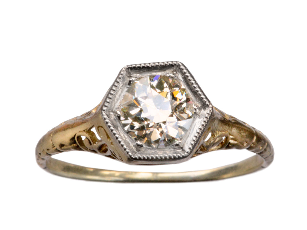 1920s 0.82ct Hexagonal Ring (on white background)