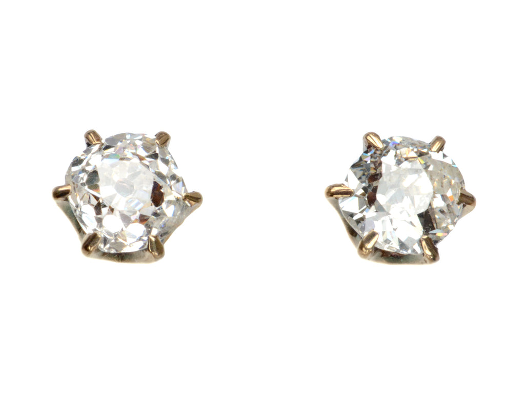 c1900 Old Mine Diamond Studs (on white background)