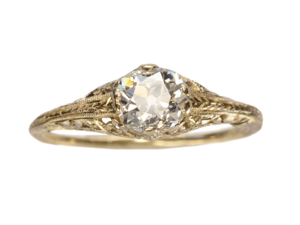 c1920 0.92ct Filigree Ring (on white background)