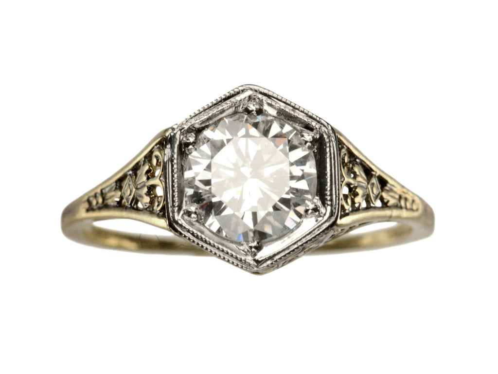 c1930 Deco 0.94ct Filigree Ring (on white background)