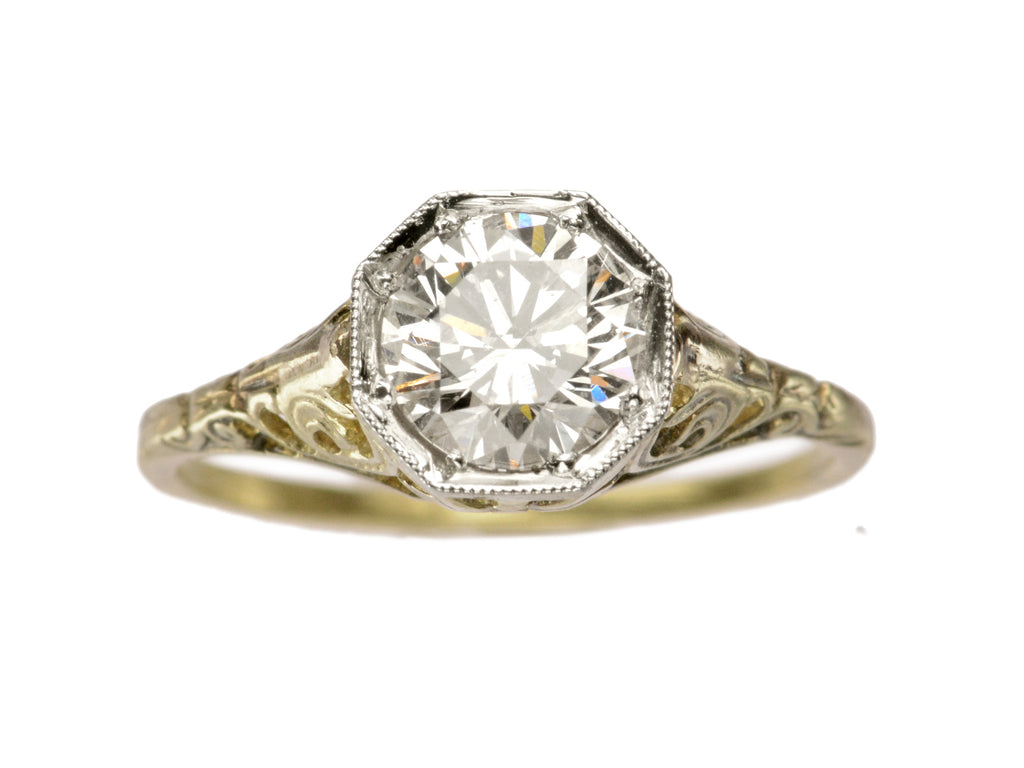 1930s 1.10ct Filigree Ring (on white background)