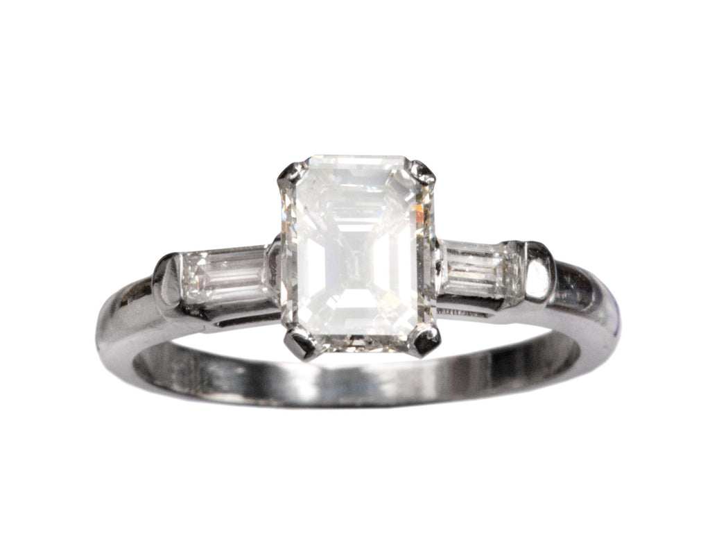 1940s Emerald Cut Diamond RIng (on white background)