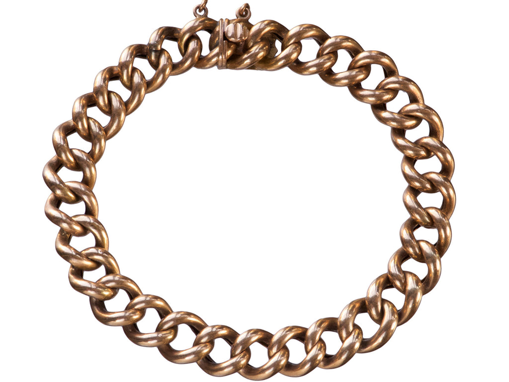1890s Gold Chain Bracelet (on white background)