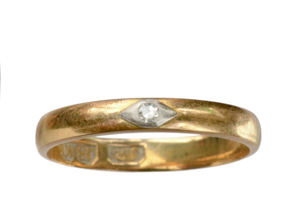 1914 18K Gold Wedding Band with Diamond