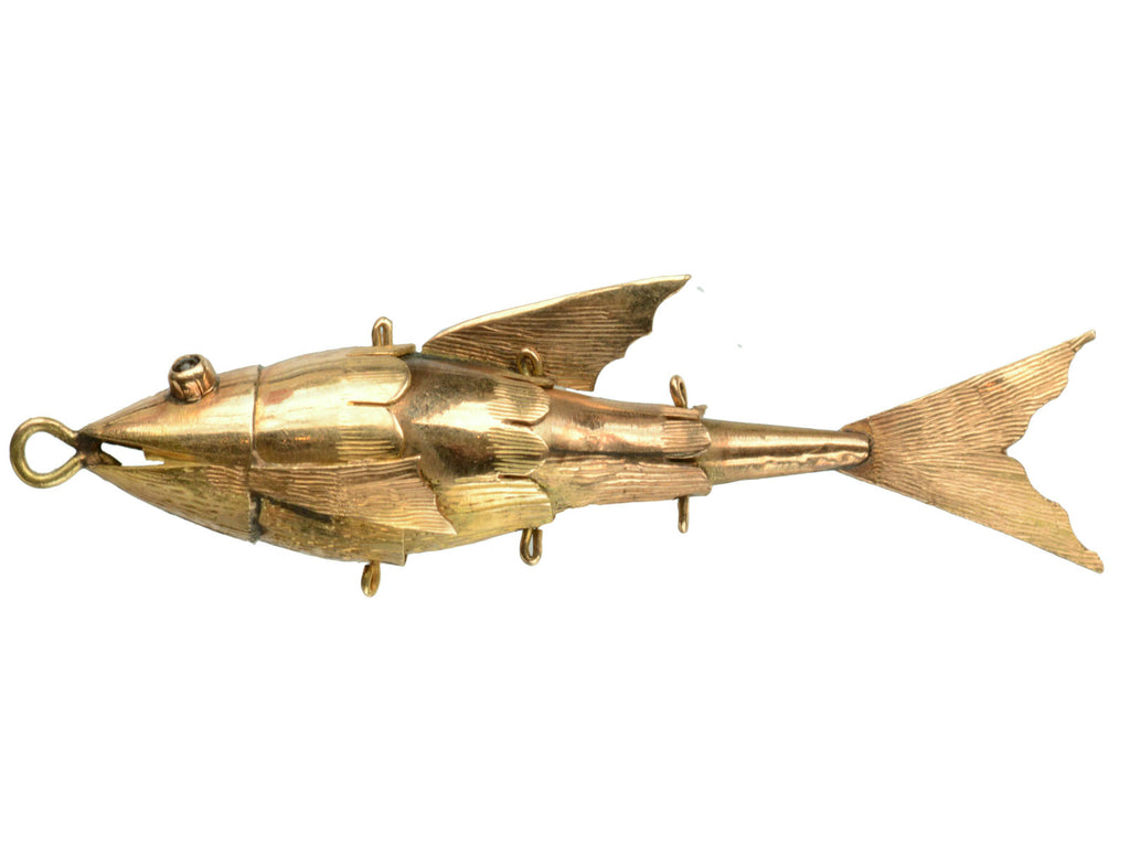 Vintage 18K Fish Pendant (on white background)