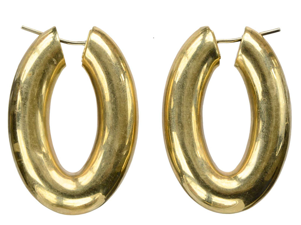 Vintage Tubular 14K Hoop Earrings (on white background)