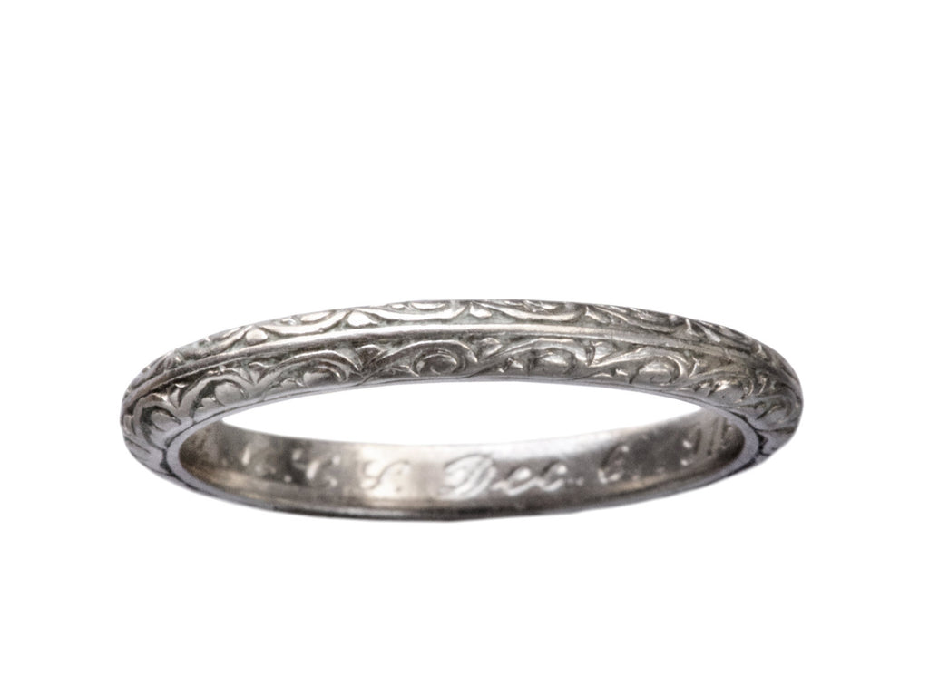 1916 Engraved Platinum Band (on white background)