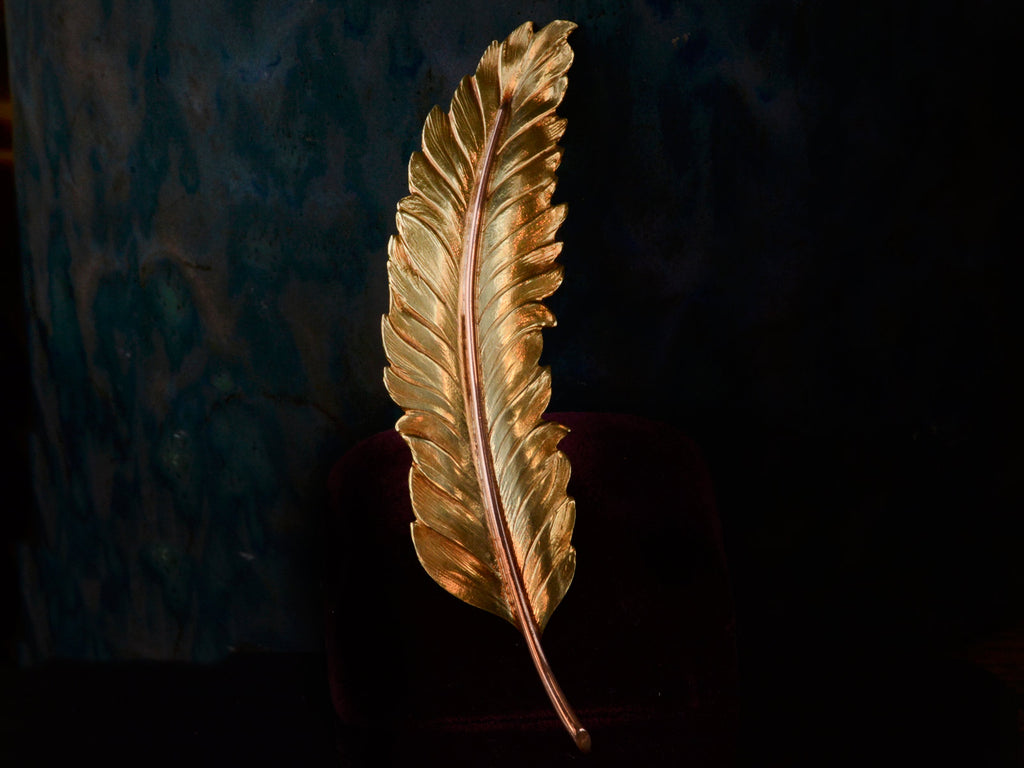 1949 Oakes 14K Gold Feather Brooch