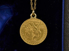 1907 Gold 20 Franc Pendant (on black background)