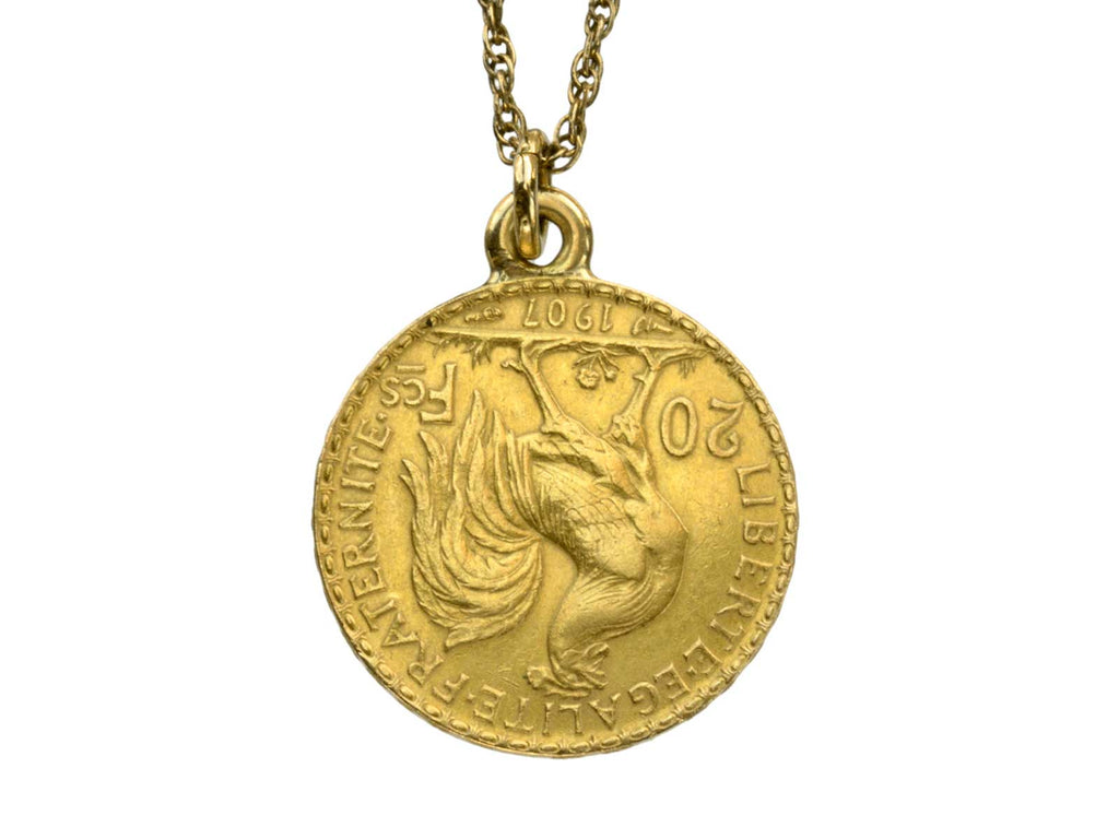 1907 Gold 20 Franc Pendant (on white background)