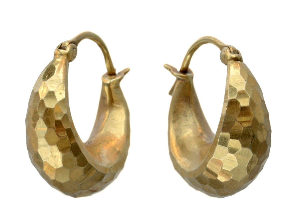 Vintage Hammered 22K Hoops (on white background)
