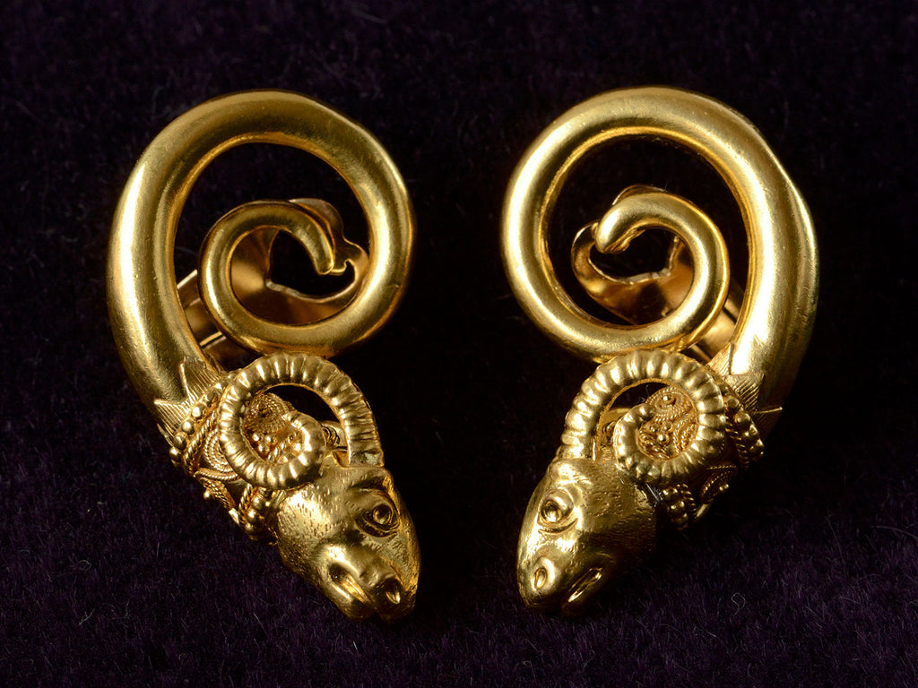 Vintage Ram's Head Earrings