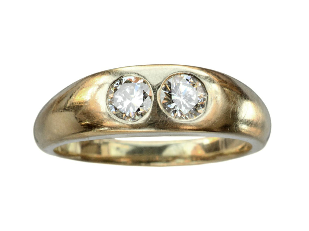 1930s Two Diamond Gypsy Ring (on white background)