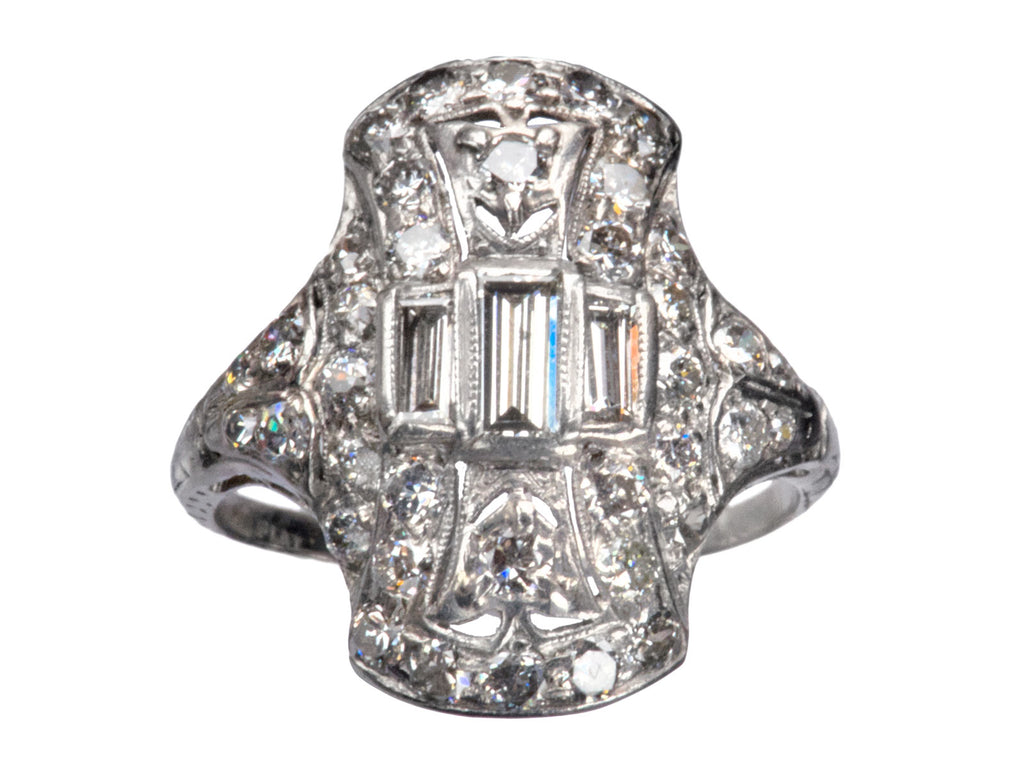 Art Deco Aquamarine, Sapphire and Diamond Cocktail Ring, Platinum – Antique  Ring Boutique