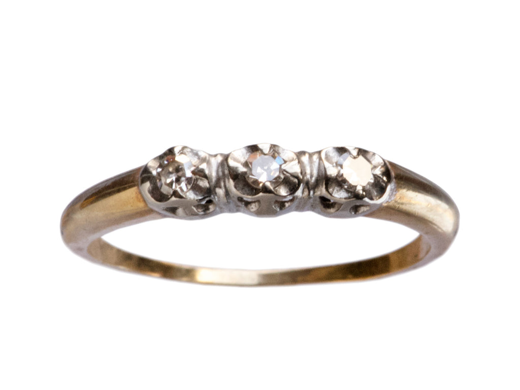 1940s 3 Diamond Wedding Band (on white background)