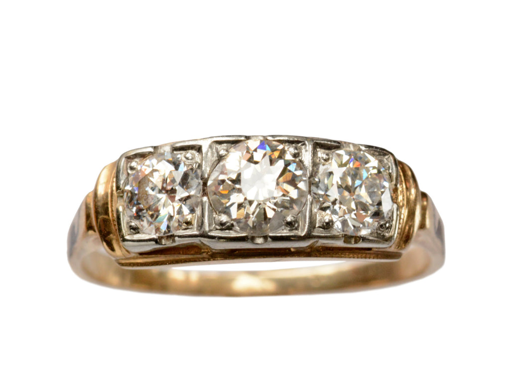 1930s Three Diamond Ring (on white background)