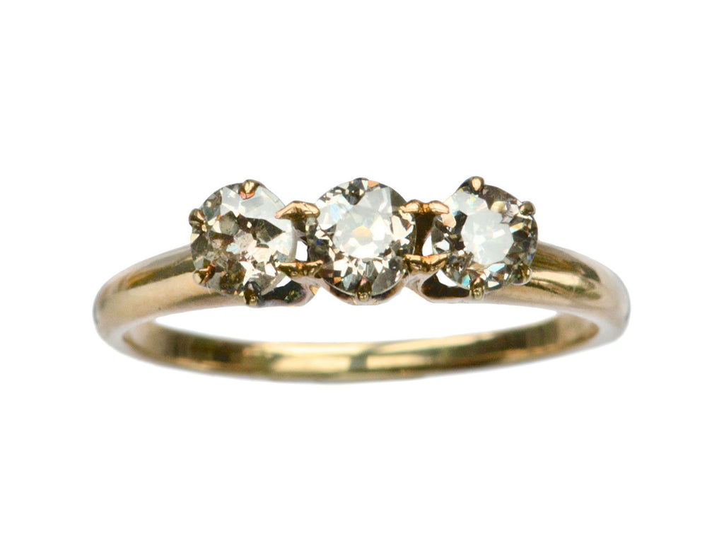 1890s Three Gray Diamond Ring (on white background)