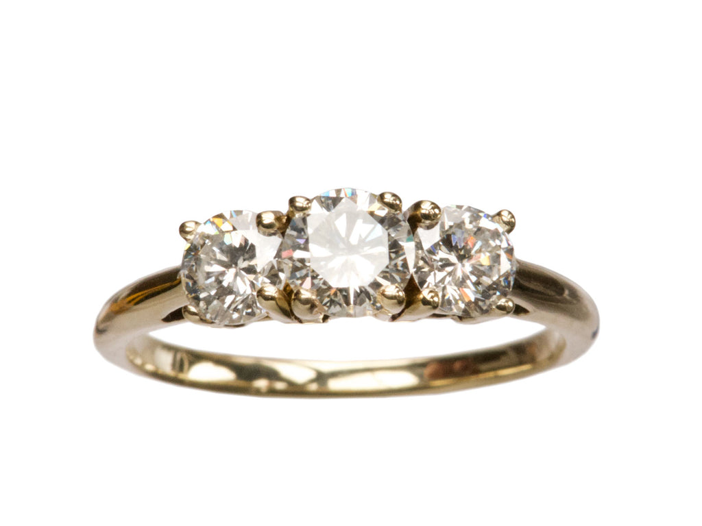 1940s Three Diamond Ring (on white background)