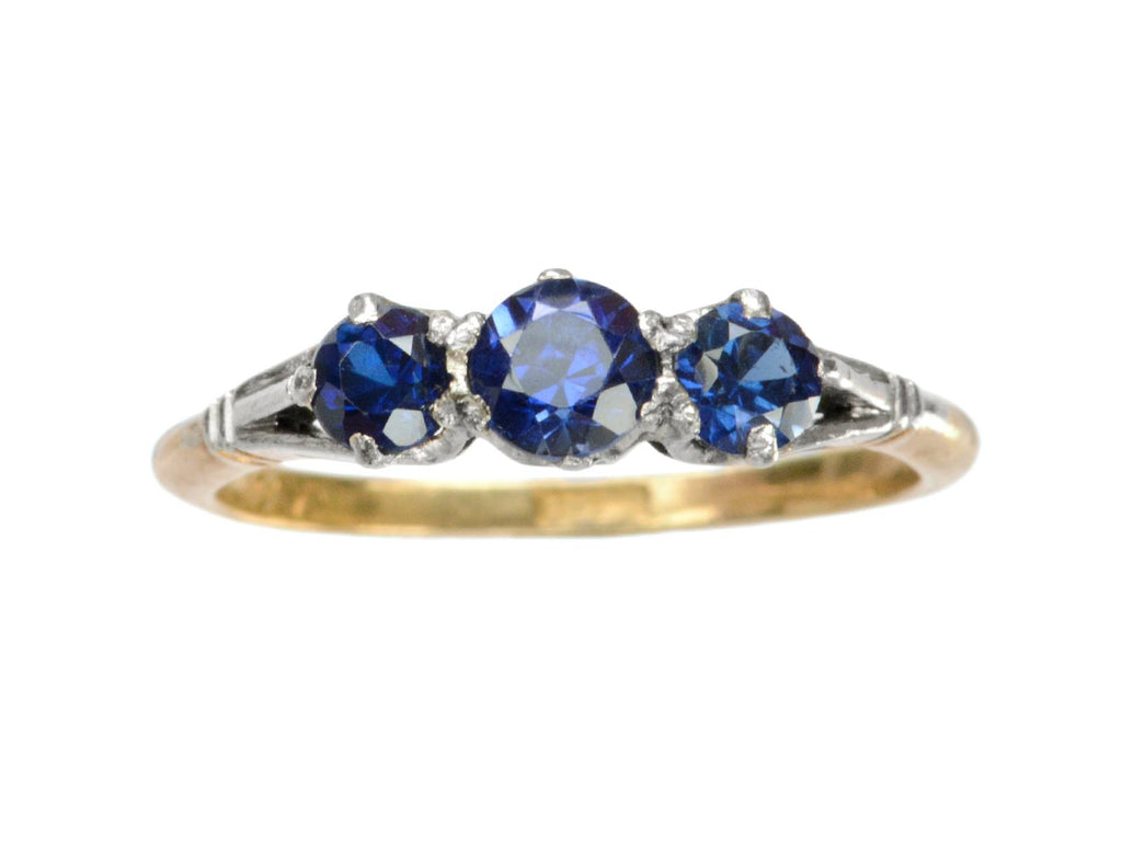 1920 Deco 3 Sapphire Ring (on white background)
