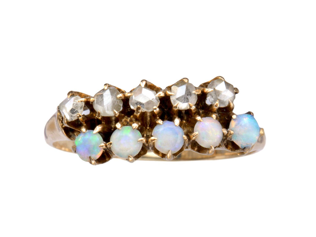 1890s Opal & Diamond Row Ring (on white background)