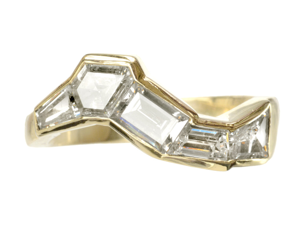 1980s Asymmetrical Diamond Ring (on white background)