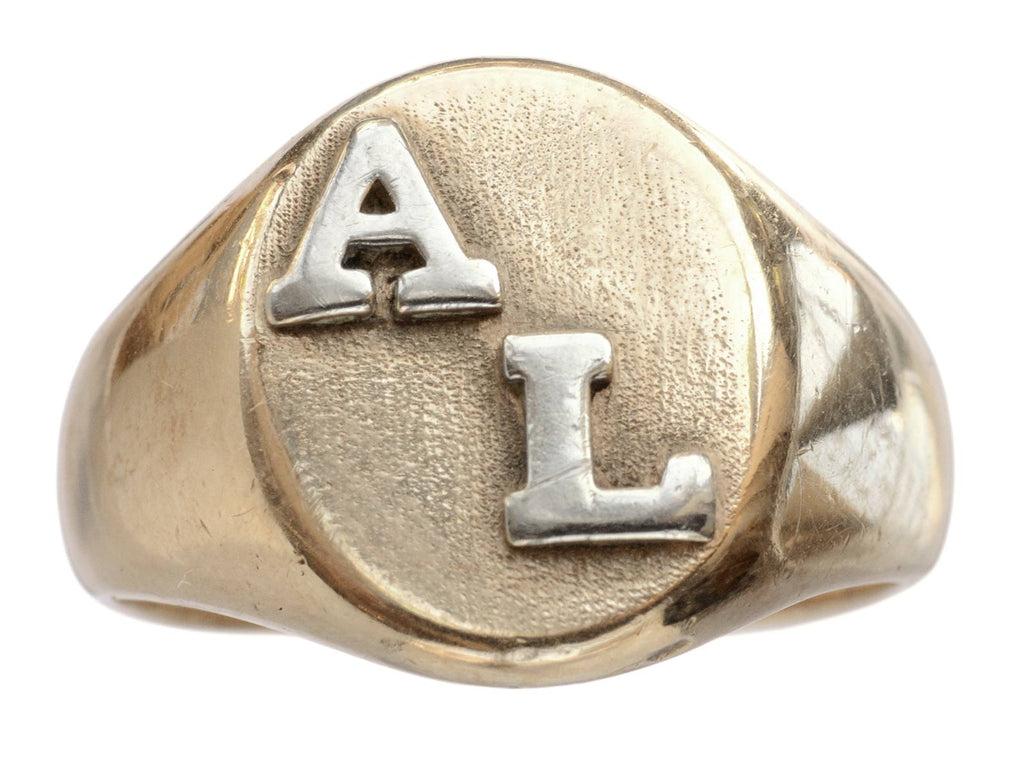 c1950 "A L" Signet Ring (on white background)