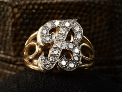 1960s Diamond "B" Letter Ring (detail)